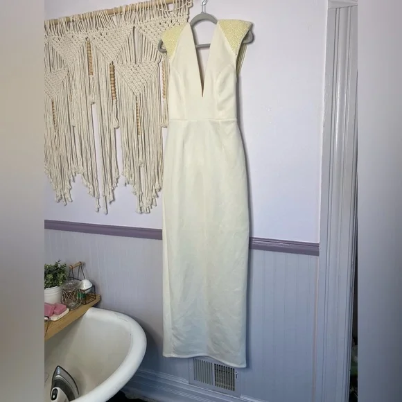 ASOS Cream Midi Dress with Open Back - Picture 5 of 13